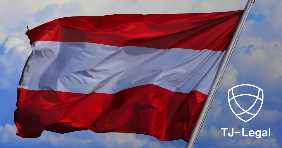 Veľká rakúska vlajka vlajúca vo vetre